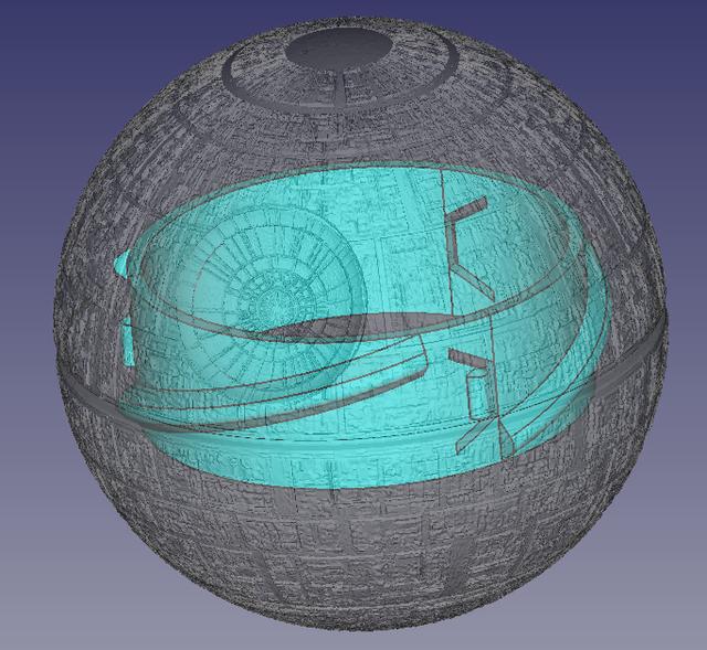 Death Star scaled one in two million with secret compartment 3D model thumbnail