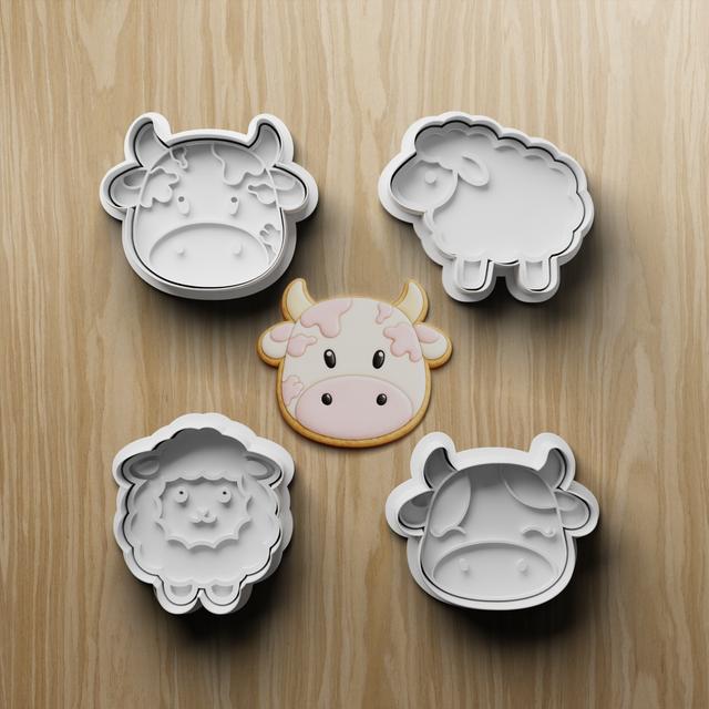Farm Animal Cookie Cutter STL Bundle | Cow Sheep Fondant Cutter Set | 3D Printable 3D model thumbnail