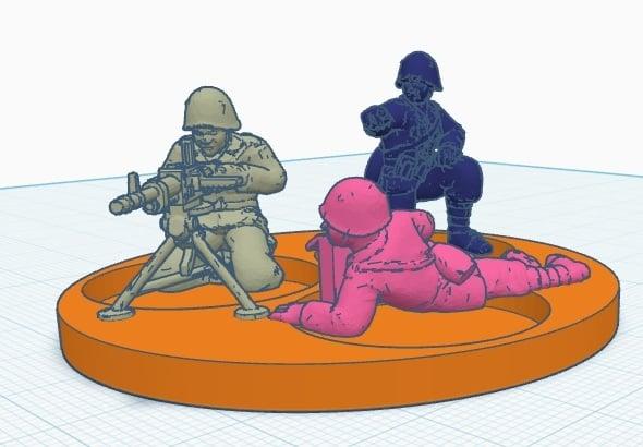 60mm Team bases for Chain of Command, Bolt Action, etc 3D model thumbnail