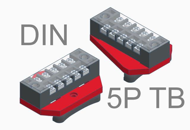 Ender 3 NG v1.2 5 Position Terminal Block DIN Mount 3D model thumbnail
