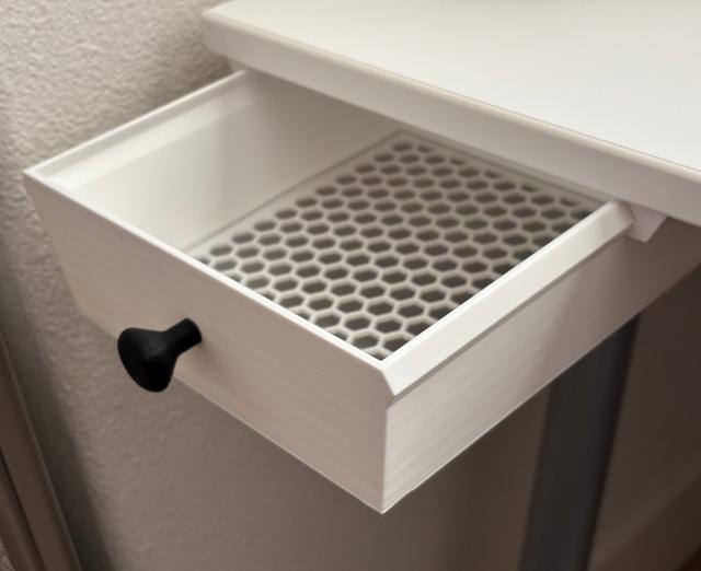 Under Desk Drawer 59mm Tall with Knob 3D model thumbnail