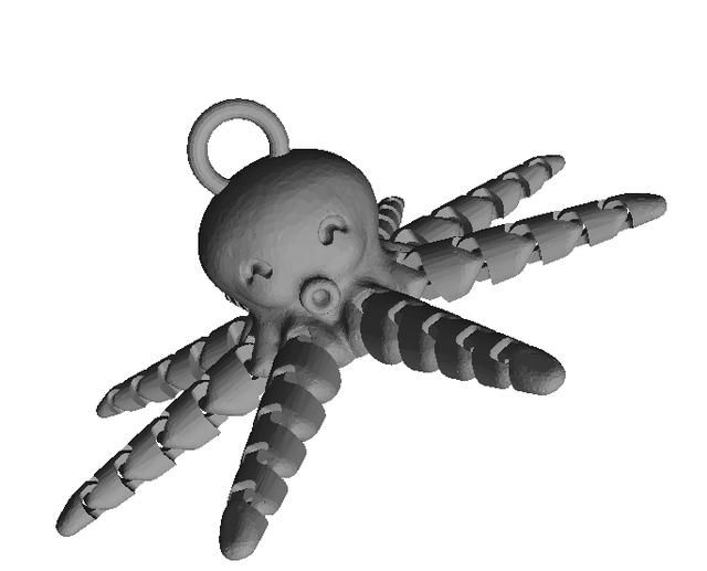 Cute Mini Octopus with Keychain Ring 3D model thumbnail