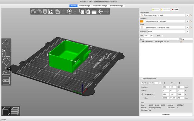 Prusa MK3 - Smaller SideBoxes for some Tools - fits under bed in the back 3D model thumbnail