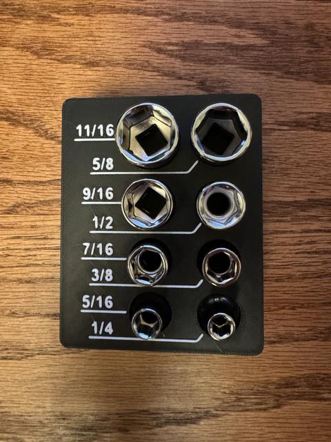 (8 set variations) 3/8" Drive Imperial Sockets Organization, Gridfinity 3D model thumbnail