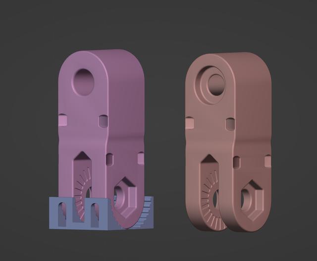 More robust 1/4in camera mount for Sneaks' articulating mount system 3D model thumbnail