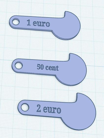 Removable shopping cart coin 3D model thumbnail