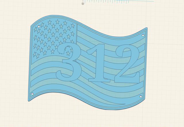 US flag Wavy House Nuumber Sign 3D model thumbnail