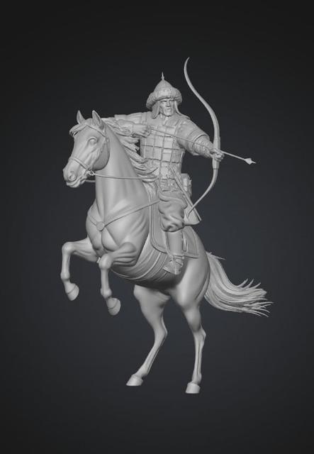 Steppe Bowman on a White Steed 3D model thumbnail