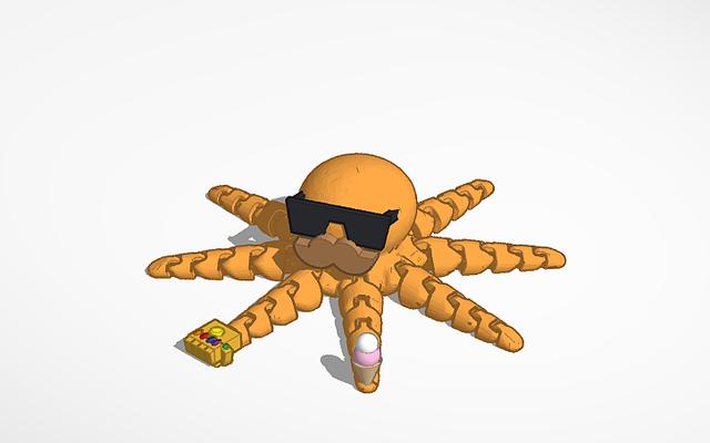 Cool articulated octopus 3D model thumbnail