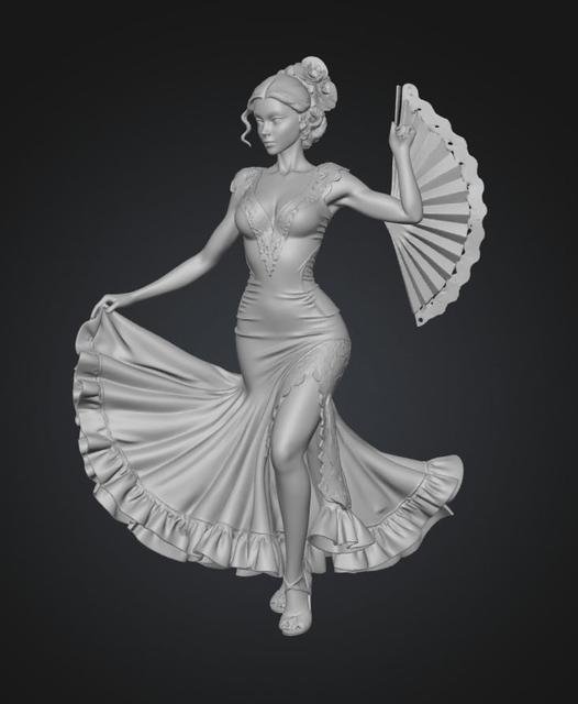 Red Fan Flamenco 3D model thumbnail
