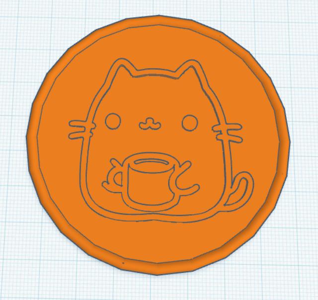 Cute cat coaster 3D model thumbnail