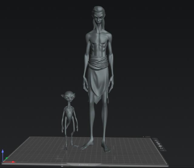 Alien male with pet 3D model thumbnail