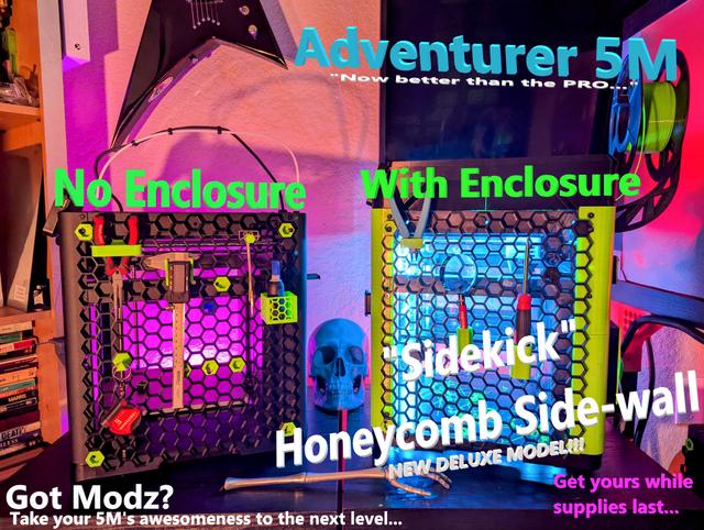 Full-size Honeycomb/Hexagon/Hex Side-wall, a.k.a. "Sidekick", for Flashforge Adventurer 5M 3D model thumbnail