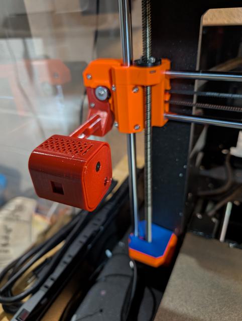 Straight-arm remix for MK4S z-axis camera in prusa enclosure 3D model thumbnail