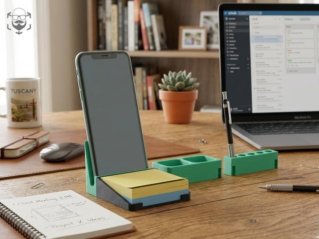 Modular Desk Organizer Post-it  (3D Printable) 3D model thumbnail