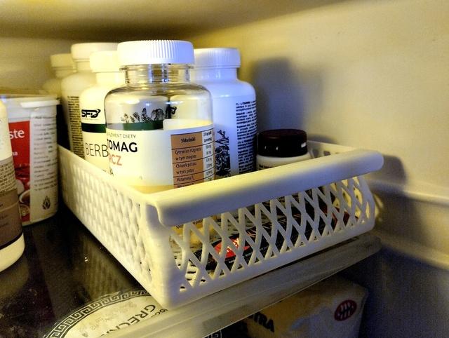 Fridge Storage Basket for Medications (141 mm × 300 mm × 50 mm / 5.55" × 11.81" × 1.97") 3D model thumbnail