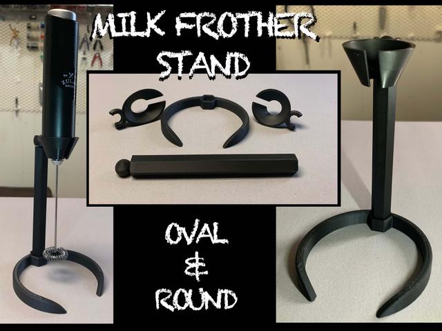 Milk Frother Stand | Oval and Round versions | Fits a variety of makes and sizes 3D model thumbnail