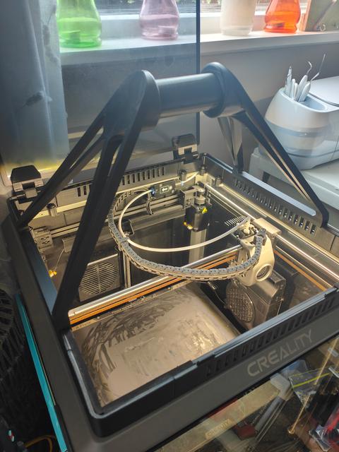Creality K1 Max top mount spool holder to suit vented riser 3D model thumbnail