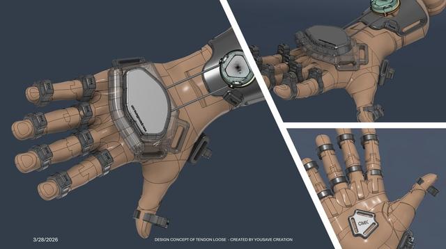 “Finger Tendon Loose Prototype for Prosthetic Study” V1.0 3D model thumbnail