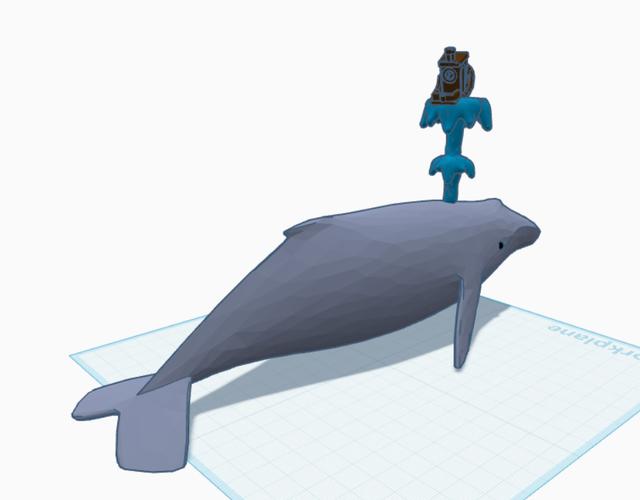 Whale spraying benchy 3D model thumbnail