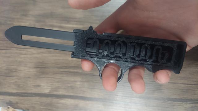 Ergonomic Handle Finger Spinner for OTF Fidget Knife 3D model thumbnail