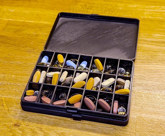 Larger weekly pill box for three people (or three batches of pills) 3D model thumbnail
