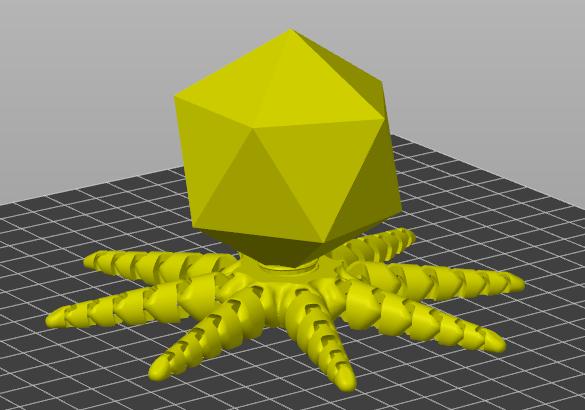 Articulated Bacteriophage with screw 3D model thumbnail