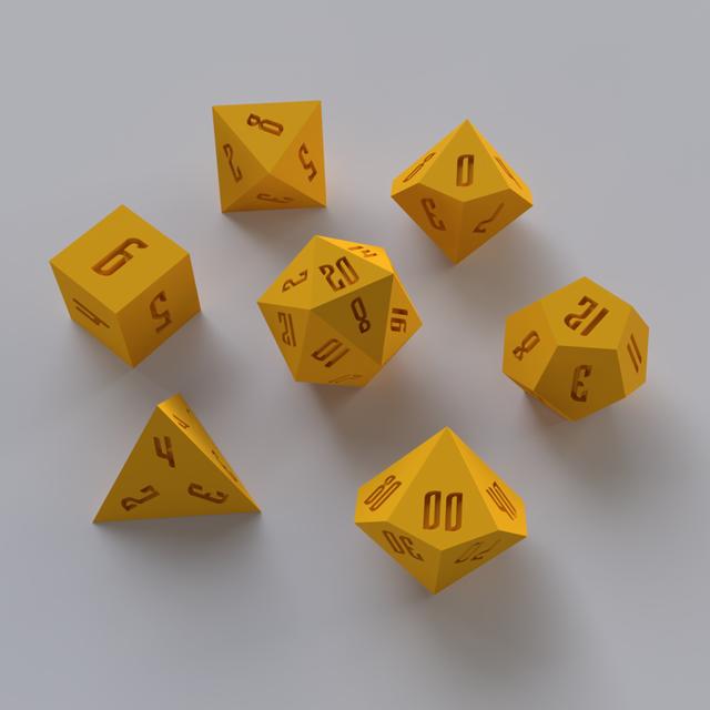 7 Piece Dice Masters Set presupported (Eagle's Eye Font) 3D model thumbnail