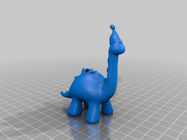 Cute Dino with a Santa Hat- Keychain 3D model thumbnail