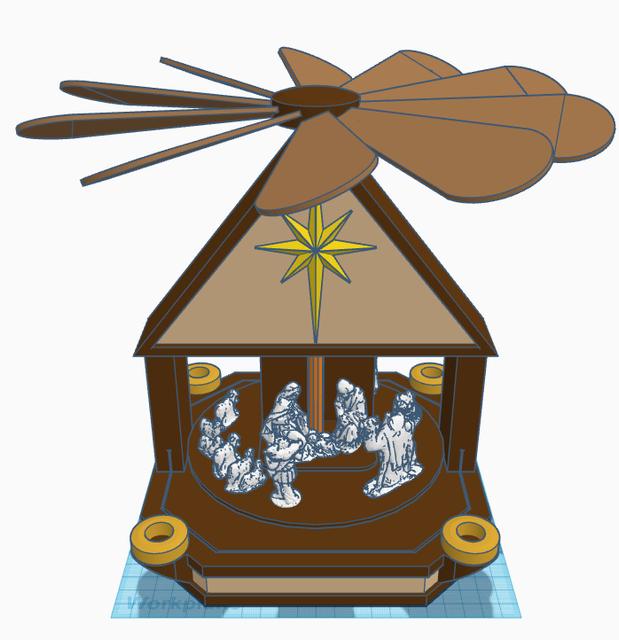 European Christmas "Pyramid" Nativity Scene 3D model thumbnail