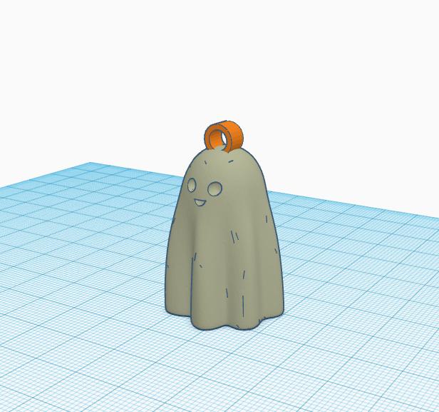 Happy Ghost keychain 3D model thumbnail