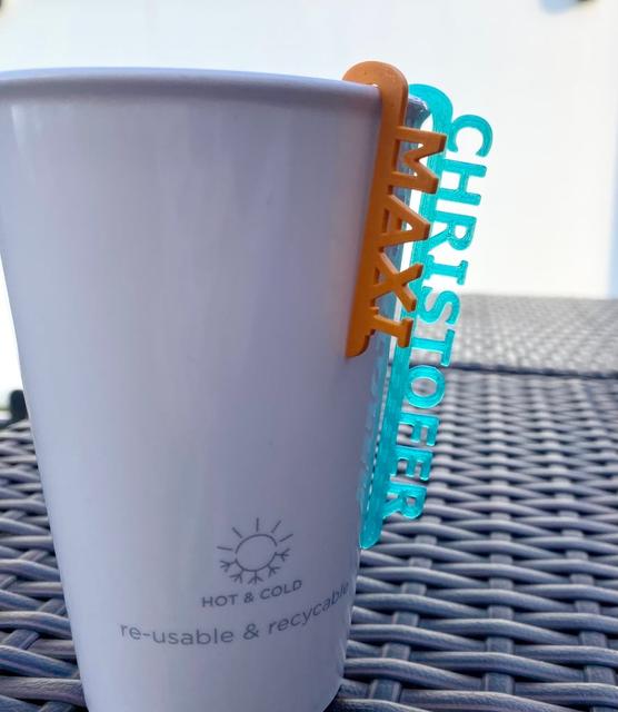 Drink marker / tag, customizable with name or text 3D model thumbnail