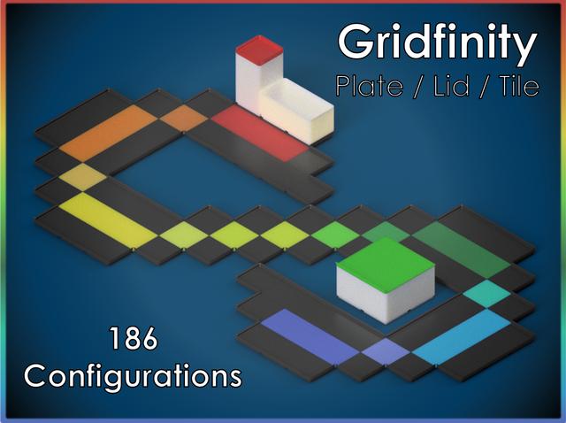 Gridfinity Plates, Tiles, Lid 3D model thumbnail