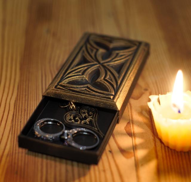 Gothic Sliding Jewelry Box | Matchbox Style 3D model thumbnail