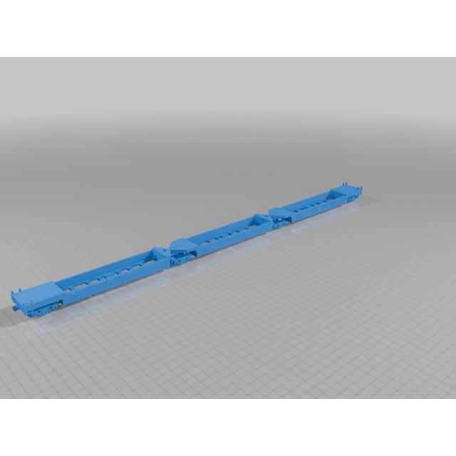 HO SCALE 3 UNIT ARTICULATED WELL CAR WITH BRAILLE 3D model thumbnail