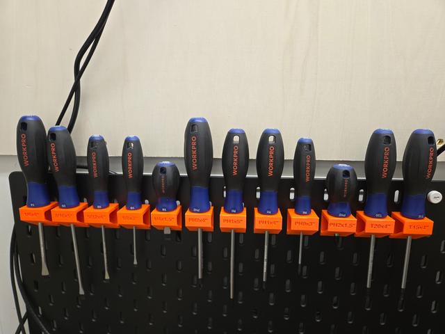 Ikea Skadis Mounts for Workpro Screwdriver Set 3D model thumbnail