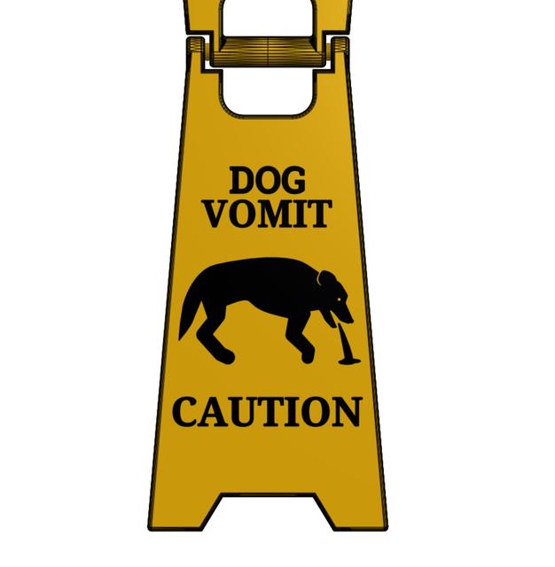Dog Vomit Caution Sign (V2 Better Hinge) 3D model thumbnail
