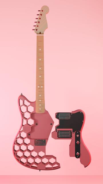 Electric Guitar with hot swappable pickups 3D model thumbnail