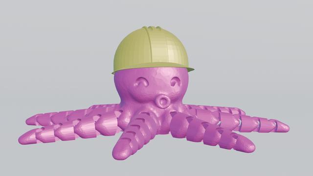 octopus with builder cap 3D model thumbnail