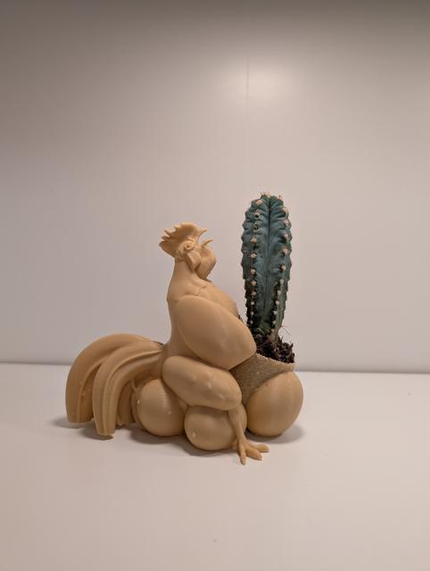 Cocktus pot - rooster cactus pot 3D model thumbnail