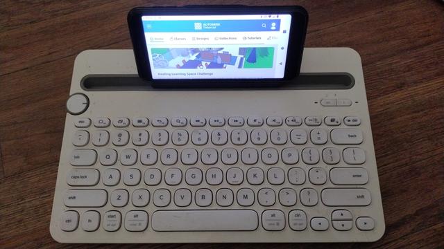 Logitech K480 Bluetooth Keyboard Thick Phone stand holder. 3D model thumbnail