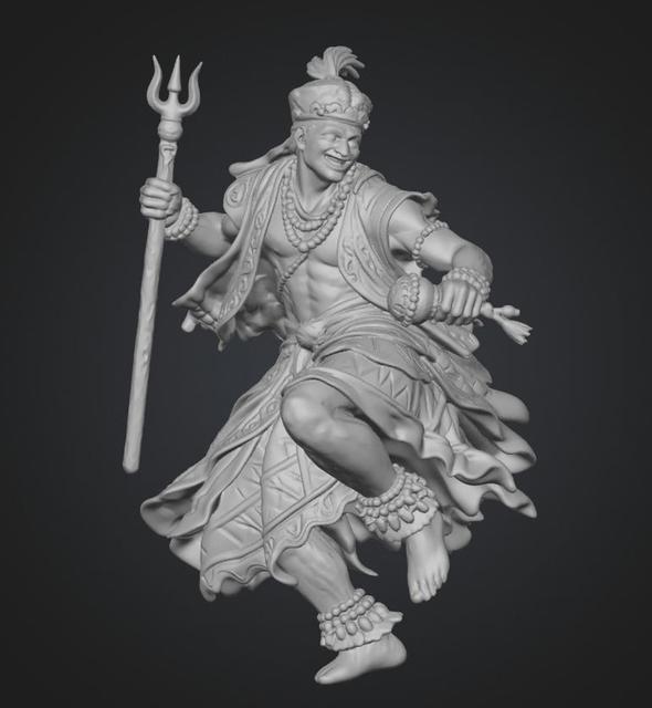 Dancing Warrior in Red Regalia 3D model thumbnail
