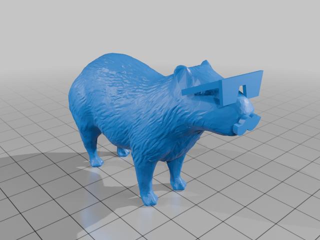 Capybara with glasses and Moustache 3D model thumbnail