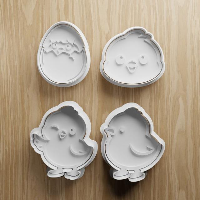 Easter Chick Cookie Cutter STL Bundle | Cute Baby Chick Fondant Cutter Set | 3D Printable 3D model thumbnail