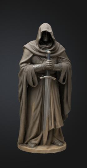 Cloaked man holding a sword wall mounted 3D model thumbnail
