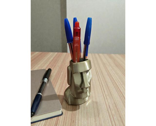 Moai face pen holder 3D model thumbnail