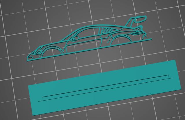 Porshe 911 992 GT3RS stand silhuette 3D model thumbnail