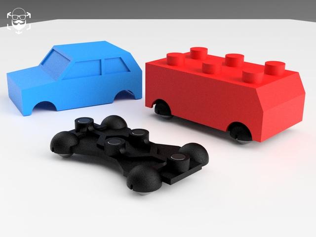 ModularBallCar – Magnetic Mini Car with 10 mm Steel Balls | Customizable Base + 3 Swappable Shells 3D model thumbnail