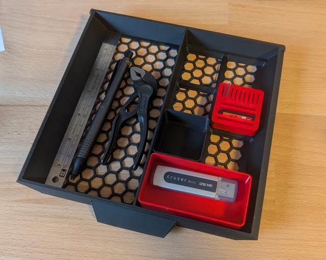 Under Desk Drawer with Gridfinity compartment 3D model thumbnail