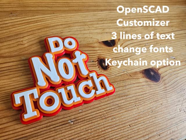 Customizable name keychain / tag - Remix - 3 lines, different fonts 3D model thumbnail